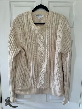 Amazon Essentials Cream Cable Knit Crewneck Sweater